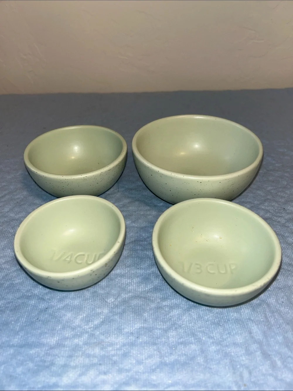 Greg Natale Ceramic Green Speckled Measuring Cup Bowls